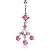 RHODIUM PLATED JEWELLED FASHION NAVEL BANANA PIERCING