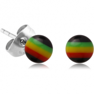 ACRYLIC RASTA BALL EAR STUDS PAIR