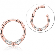 ROSE GOLD PVD COATED SURGICAL STEEL JEWELLED HINGED SEPTUM RING PIERCING