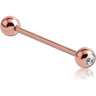 ROSE GOLD PVD COATED SURGICAL STEEL SWAROVSKI CRYSTAL JEWELLED BARBELL