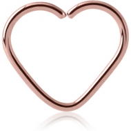 ROSE GOLD PVD COATED SURGICAL STEEL OPEN HEART SEAMLESS RING PIERCING