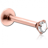 ROSE GOLD PVD COATED SURGICAL STEEL INTERNALLY THREADED JEWELLED MICRO LABRET PIERCING