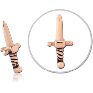 ROSE GOLD PVD COATED SURGICAL STEEL MICRO ATTACHMENT FOR 1.2MM INTERNALLY THREADED PINS - SWORD PIERCING