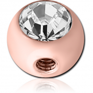 ROSE GOLD SURGICAL STEEL SIDE THREADED SWAROVSKI CRYSTAL JEWELLED BALL