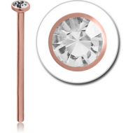 ROSE GOLD PVD COATED SURGICAL STEEL STRAIGHT JEWELLED NOSE STUDS PP9 EMPTY PART PIERCING