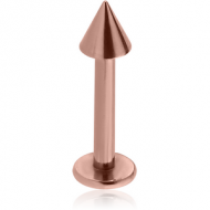 ROSE GOLD PVD COATED SURGICAL STEEL LABRET WITH CONE PIERCING