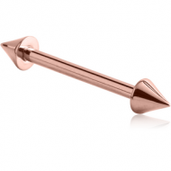 ROSE GOLD PVD COATED SURGICAL STEEL MICRO BARBELL WITH CONES PIERCING
