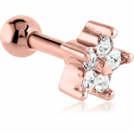 ROSE GOLD PVD COATED SURGICAL STEEL JEWELLED TRAGUS MICRO BARBELL - FLOWER