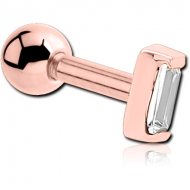 ROSE GOLD PVD COATED SURGICAL STEEL JEWELLED TRAGUS MICRO BARBELL - SQUARE