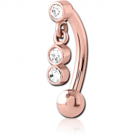 ROSE GOLD PVD COATED SURGICAL STEEL JEWELLED FANCY CURVED MICRO BARBELL