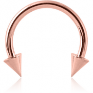 ROSE GOLD PVD COATED SURGICAL STEEL MICRO CIRCULAR BARBELL WITH CONES