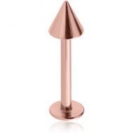 ROSE GOLD PVD COATED SURGICAL STEEL MICRO LABRET WITH CONE PIERCING