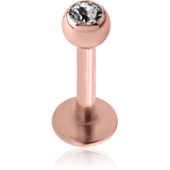 ROSE GOLD PVD COATED SURGICAL STEEL jewelled MICRO LABRET PIERCING