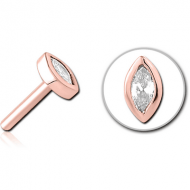 ROSE GOLD PVD COATED SURGICAL STEEL JEWELLED THREADLESS ATTACHMENT PIERCING