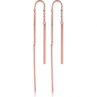 ROSE GOLD PVD COATED SURGICAL STEEL CHAIN EARRINGS PAIR - HANGING BARS