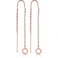 ROSE GOLD PVD COATED SURGICAL STEEL CHAIN EARRINGS PAIR - HOOP