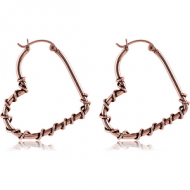 ROSE GOLD PVD COATED SURGICAL STEEL TWISTED WIRE EARRINGS
