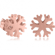 ROSE GOLD PVD COATED SURGICAL STEEL EAR STUDS PAIR - SNOWFLAKE