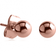 ROSE GOLD PVD COATED SURGICAL STEEL EAR STUDS PAIR - BALL 3MM