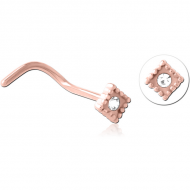 ROSE GOLD PVD COATED SURGICAL STEEL JEWELLED NOSE STUDS