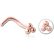 ROSE GOLD PVD COATED SURGICAL STEEL CURVED NOSE STUD