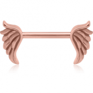 ROSE GOLD PVD COATED SURGICAL STEEL NIPPLE BAR - WINGS PIERCING