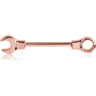 ROSE GOLD PVD COATED SURGICAL STEEL NIPPLE BAR - WRENCH PIERCING