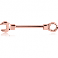 ROSE GOLD PVD COATED SURGICAL STEEL NIPPLE BAR - WRENCH