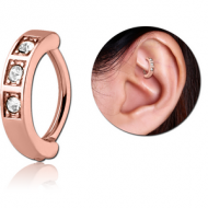ROSE GOLD PVD COATED SURGICAL STEEL JEWELLED ROOK CLICKER PIERCING