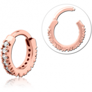 ROSE GOLD PVD COATED SURGICAL STEEL PRONG SET CRYSTAL JEWELLED MULTI PURPOSE CLICKER PIERCING
