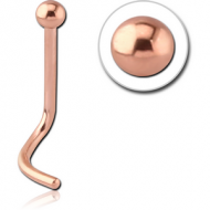 ROSE GOLD PVD COATED TITANIUM CURVED BALL NOSE STUD PIERCING