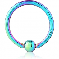 RAINBOW PVD COATED SURGICAL STEEL BALL CLOSURE RING