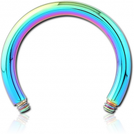 RAINBOW PVD COATED SURGICAL STEEL CIRCULAR BARBELL PIN PIERCING