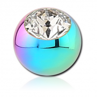 RAINBOW PVD COATED SURGICAL STEEL SWAROVSKI CRYSTAL JEWELLED MICRO BALL