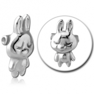 SURGICAL STEEL ATTACHMENT FOR BALL CLOSURE RING - TEDDY RABBIT PIERCING