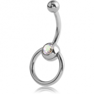 SURGICAL STEEL JEWELLED SLAVE MINI NAVEL BANANA