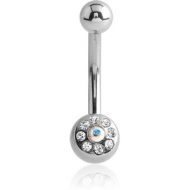 SURGICAL STEEL JEWELLED MULTI STONES MINI NAVEL BANANA PIERCING