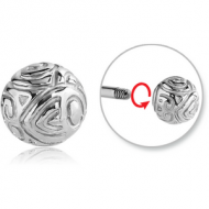 SURGICAL STEEL ATTACHMENT FOR 1.6 MM THREADED PIN - SWIRLS BALL PIERCING