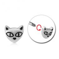 SURGICAL STEEL ATTACHMENT FOR 1.6 MM THREADED PINS - CAT FACE PIERCING