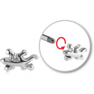 SURGICAL STEEL ATTACHMENT FOR 1.6 MM THREADED PINS - LIZARD PIERCING