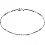STERLING SILVER 925 FLAT CURB CHAIN BRACELET WITH LOCKER