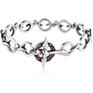 SURGICAL STEEL JEWELLED BRACELET - CROSS WITH HEART