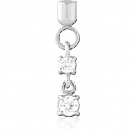 SURGICAL STEEL JEWELLED SCREW ON CHARM WITH MICRO THREADED CUP