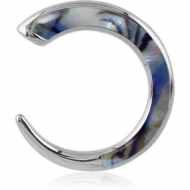 SURGICAL STEEL SYNTHETIC MOTHER OF PEARL - CRESCENT PIERCING