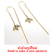 SURGICAL STEEL CHAIN JEWELLED EARRINGS PAIR - LEAF