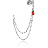 SURGICAL STEEL JEWELLED EAR CUFF CHAIN WITH DROP