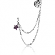 SURGICAL STEEL JEWELLED EAR CUFF CHAIN WITH STAR