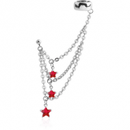 SURGICAL STEEL JEWELLED EAR CUFF CHAIN WITH THREE STARS