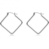 SURGICAL STEEL WIRE HOOP EARRINGS - RHOMBUS