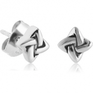 SURGICAL STEEL EAR STUDS PAIR - ENTANGLED LINES AS SQUARE